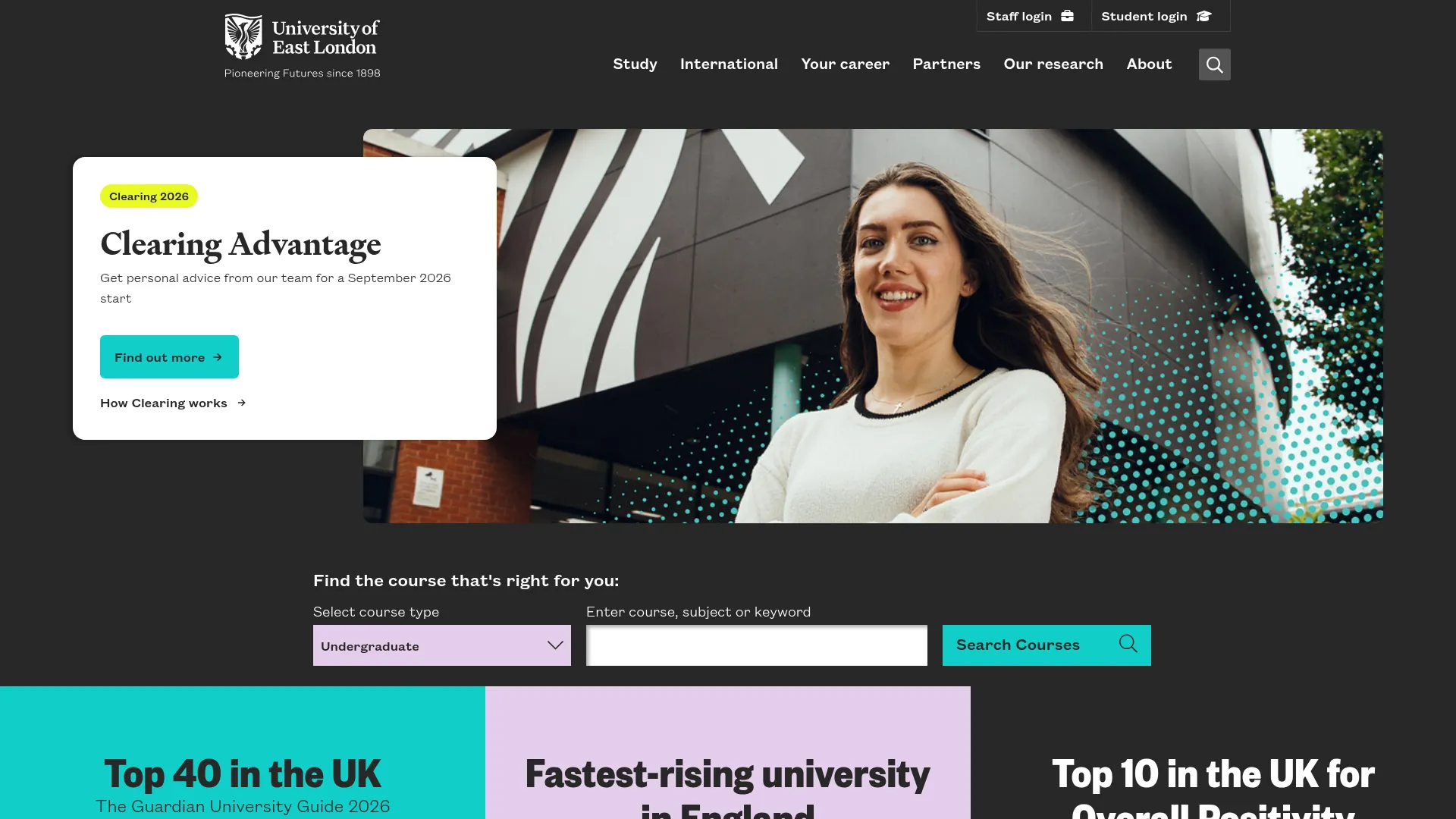 University of East London website