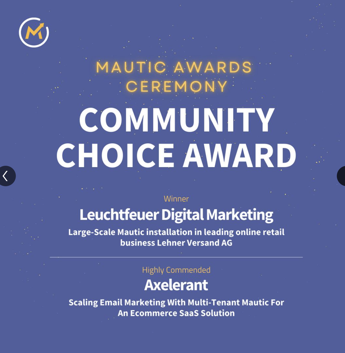 Mautic Awards Ceremony — Community Choice Award, Axelerant Highly Commended