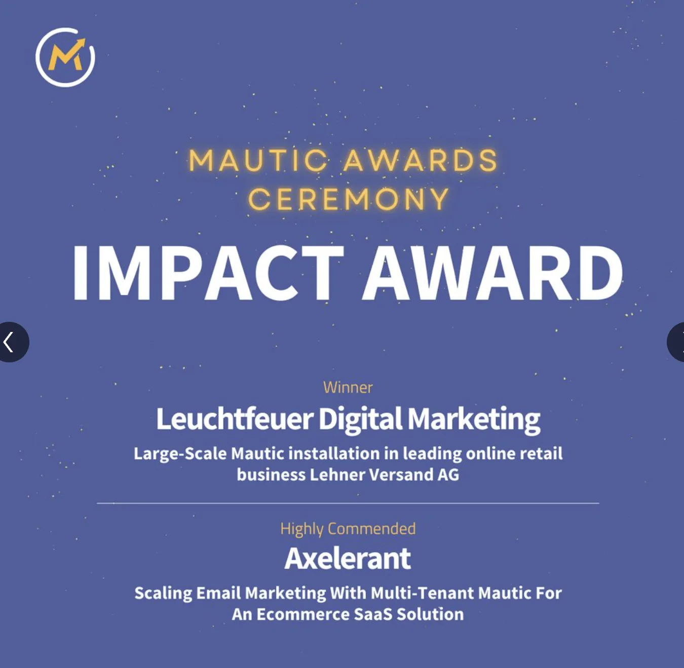 Mautic Awards Ceremony — Impact Award, Axelerant Highly Commended