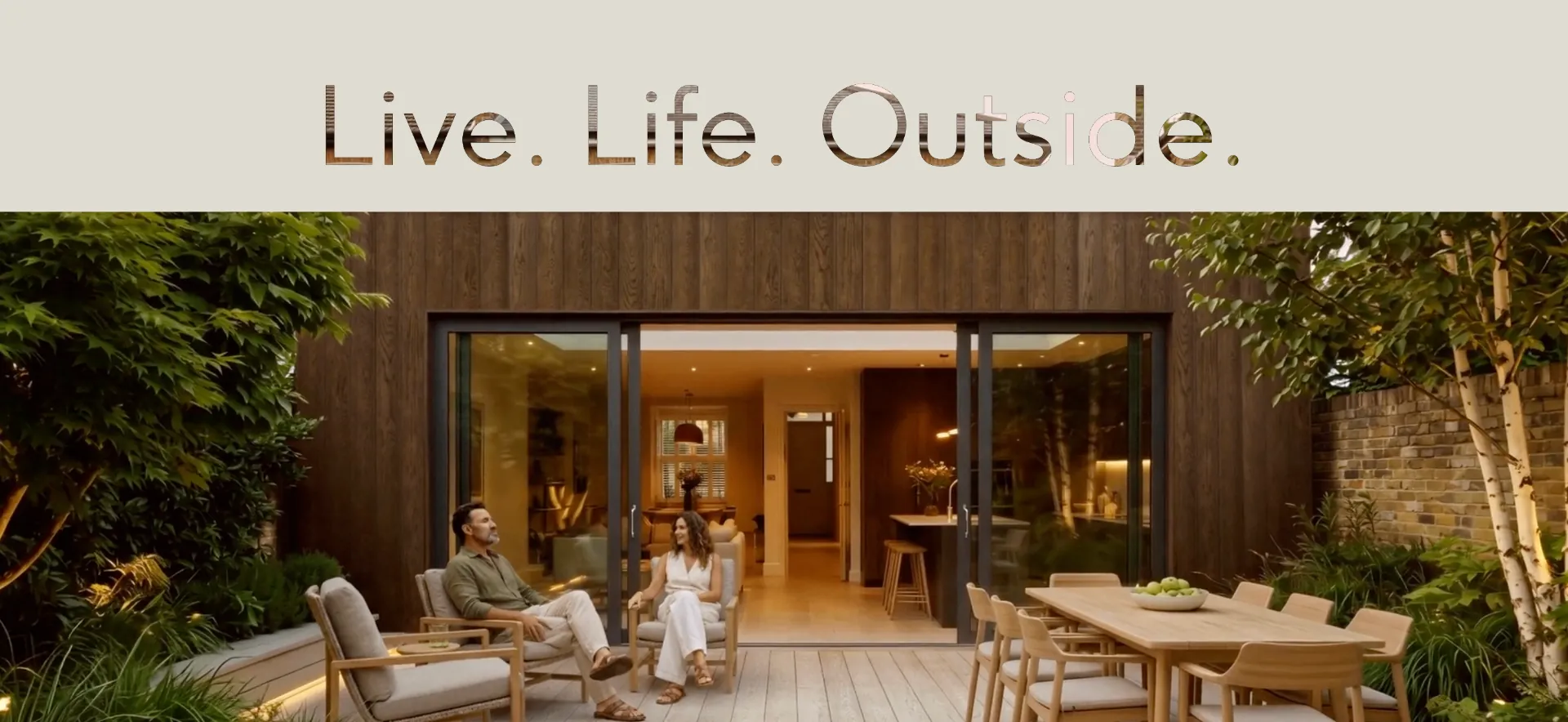 Client website hero — Live. Life. Outside. Composite decking manufacturer digital experience