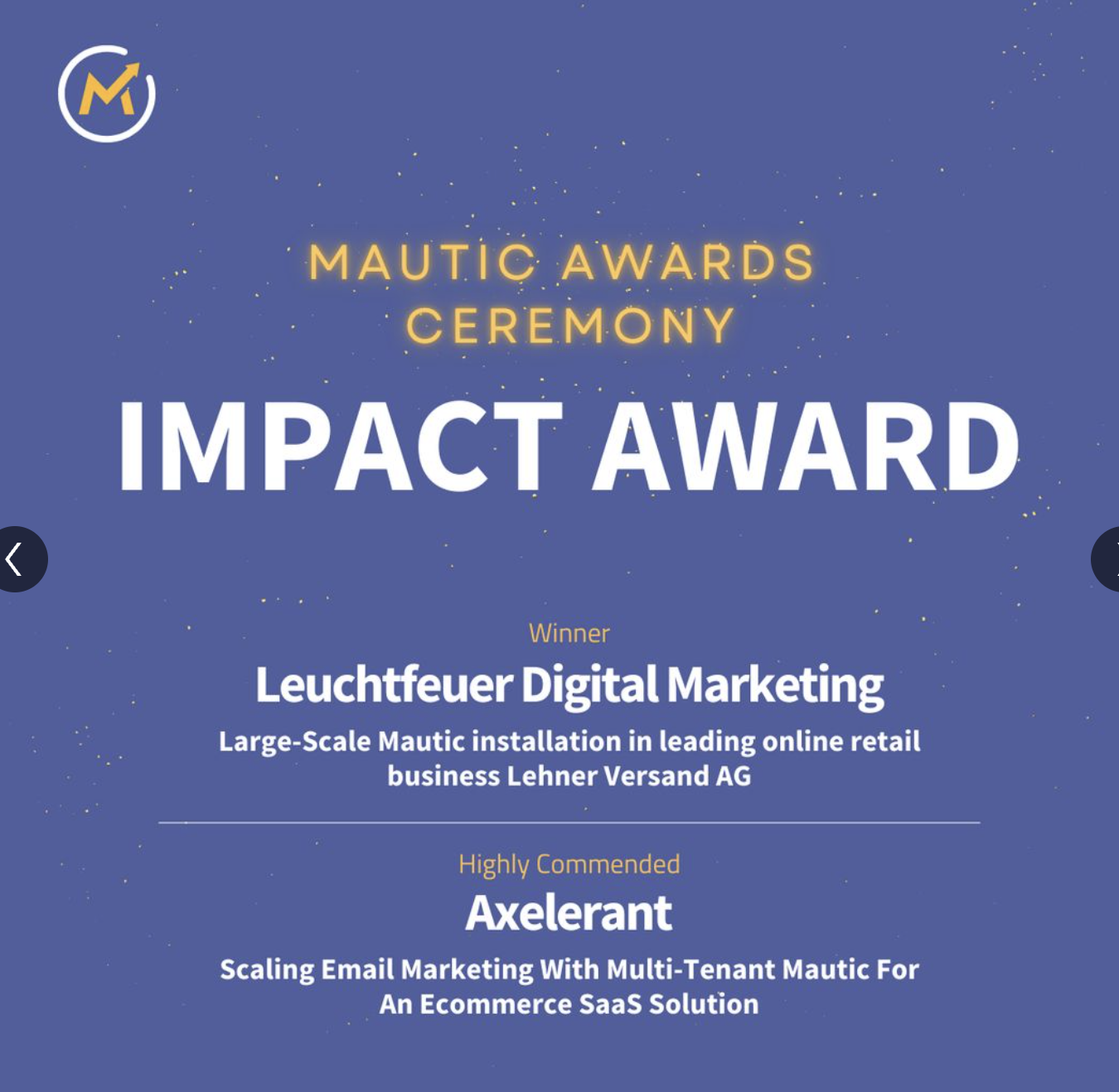 Mautic Awards Ceremony — Impact Award, Axelerant Highly Commended
