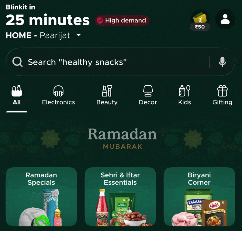 Blinkit Search Bar GIF