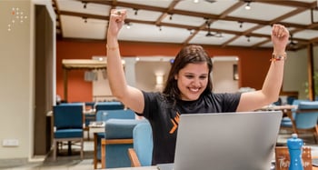 An exuberant team member in Axelerant personifying the core value of enthusiasm.