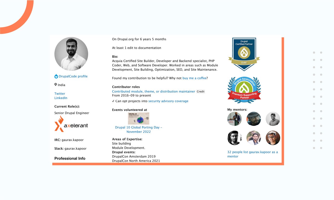 Gaurav Kapoor Drupal membership page