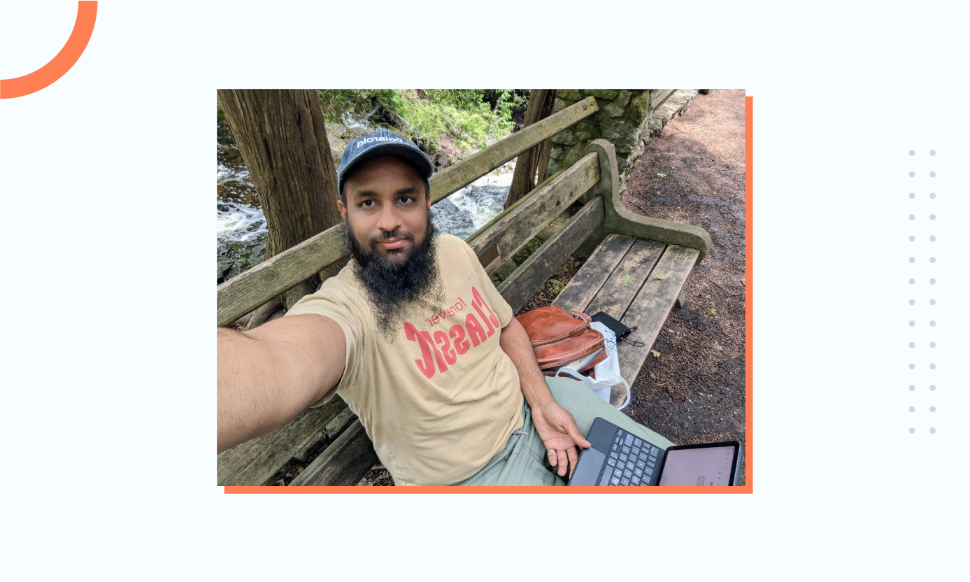 Hussain working outdoors in Ontorio