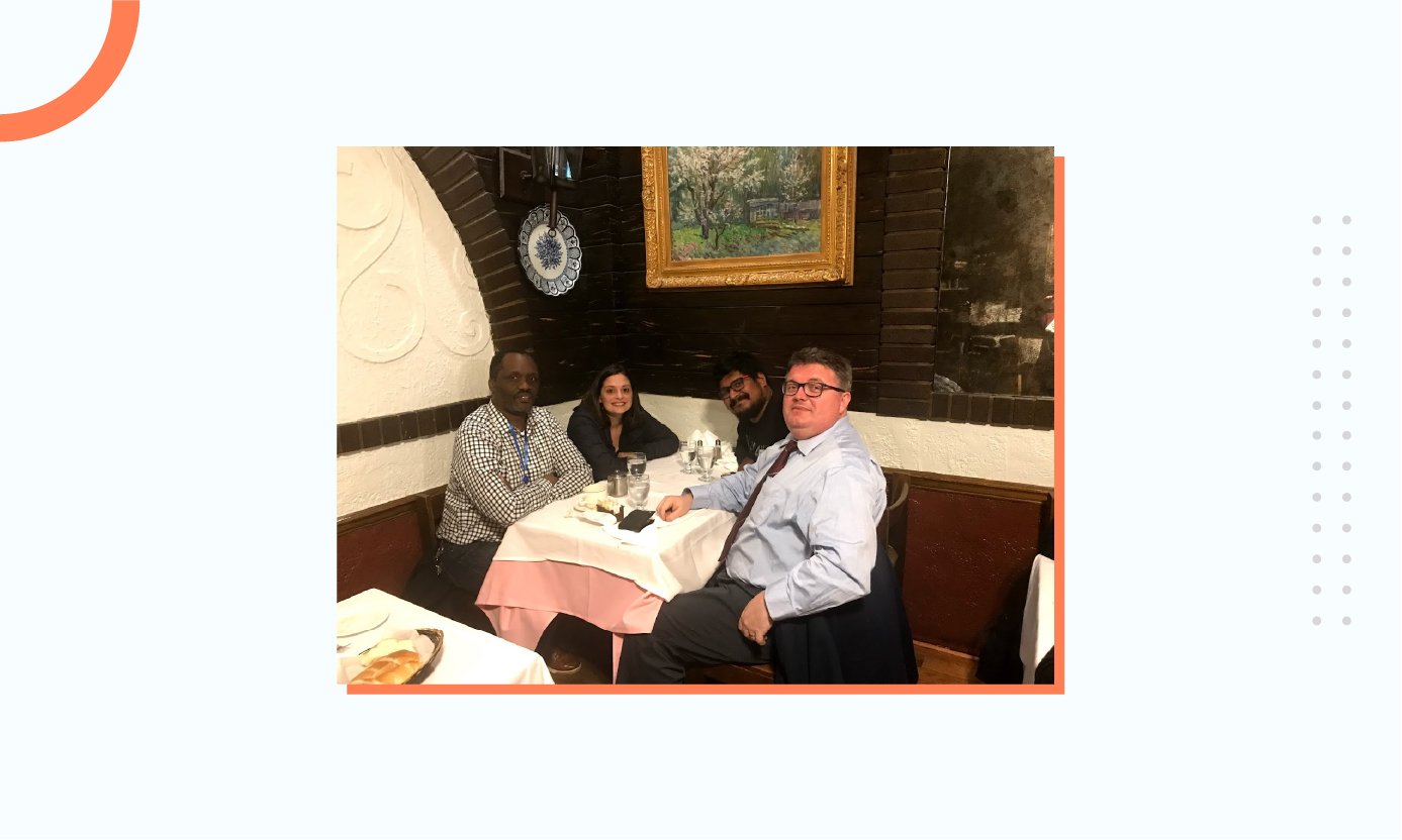 Vivek out having lunch with UN colleagues