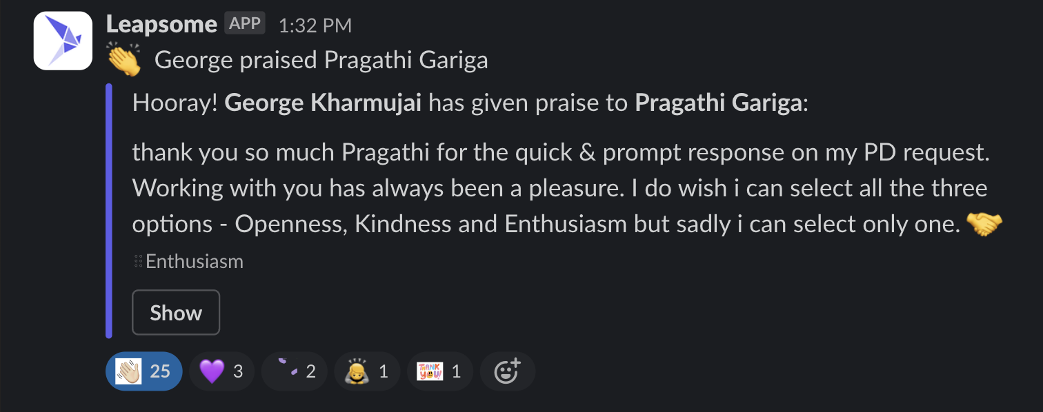 George appreciating Pragathis kindness  