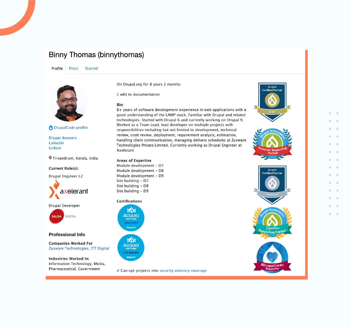 Drupal profile of Binny Thomas