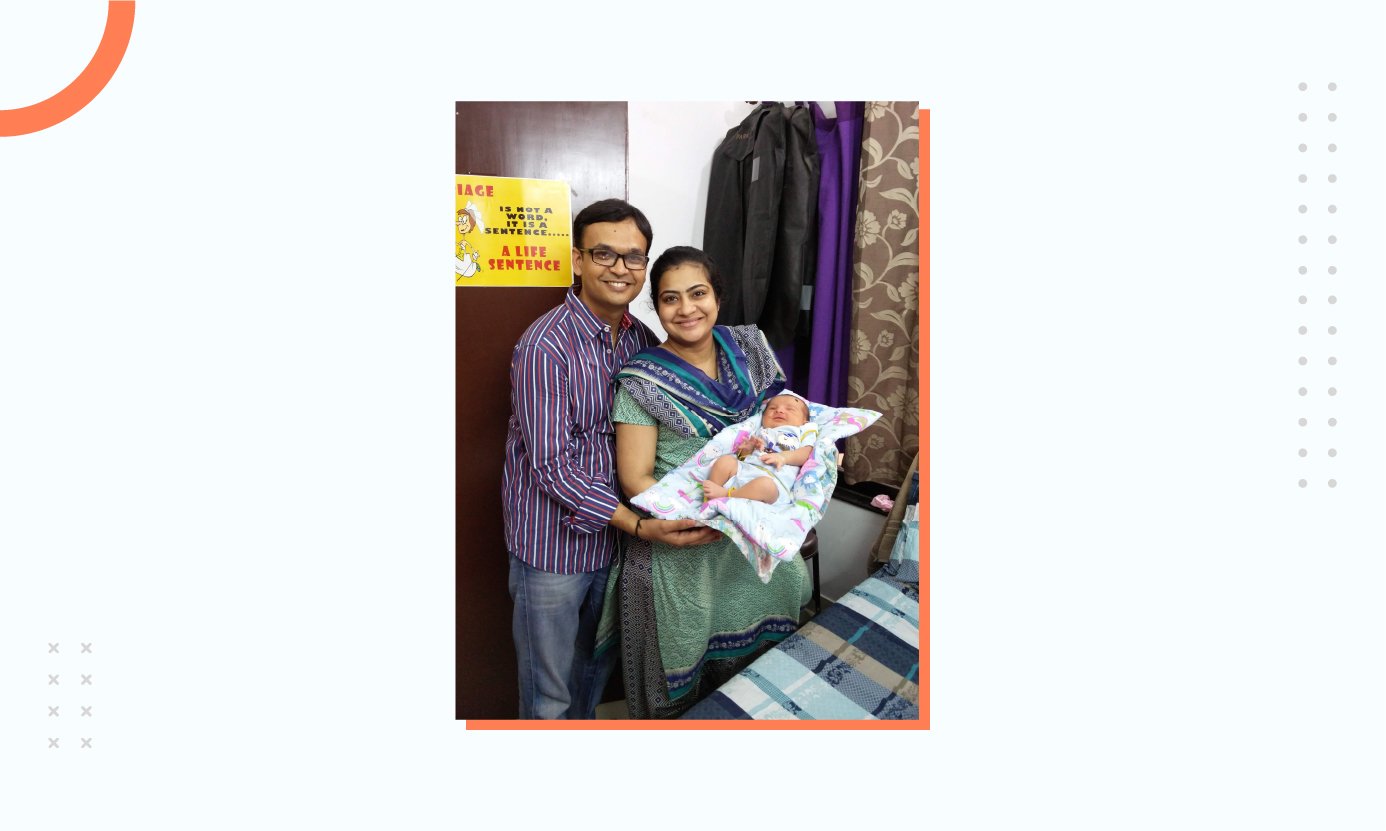 Hetal and her husband after Harshiv came back home from hospital