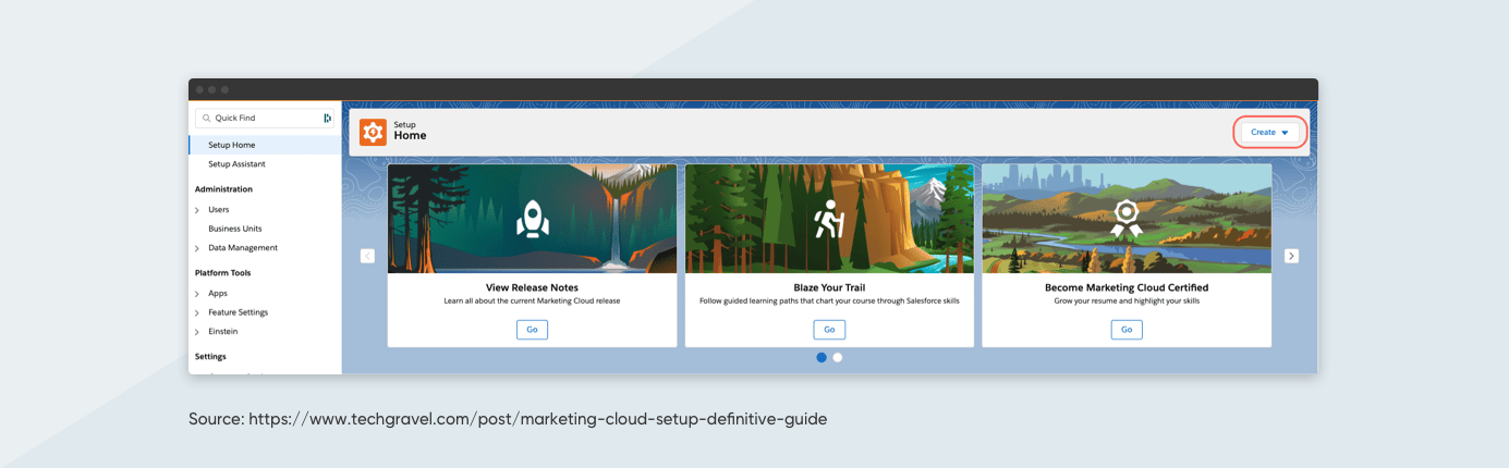 Salesforce Marketing Cloud Account Setup Menu