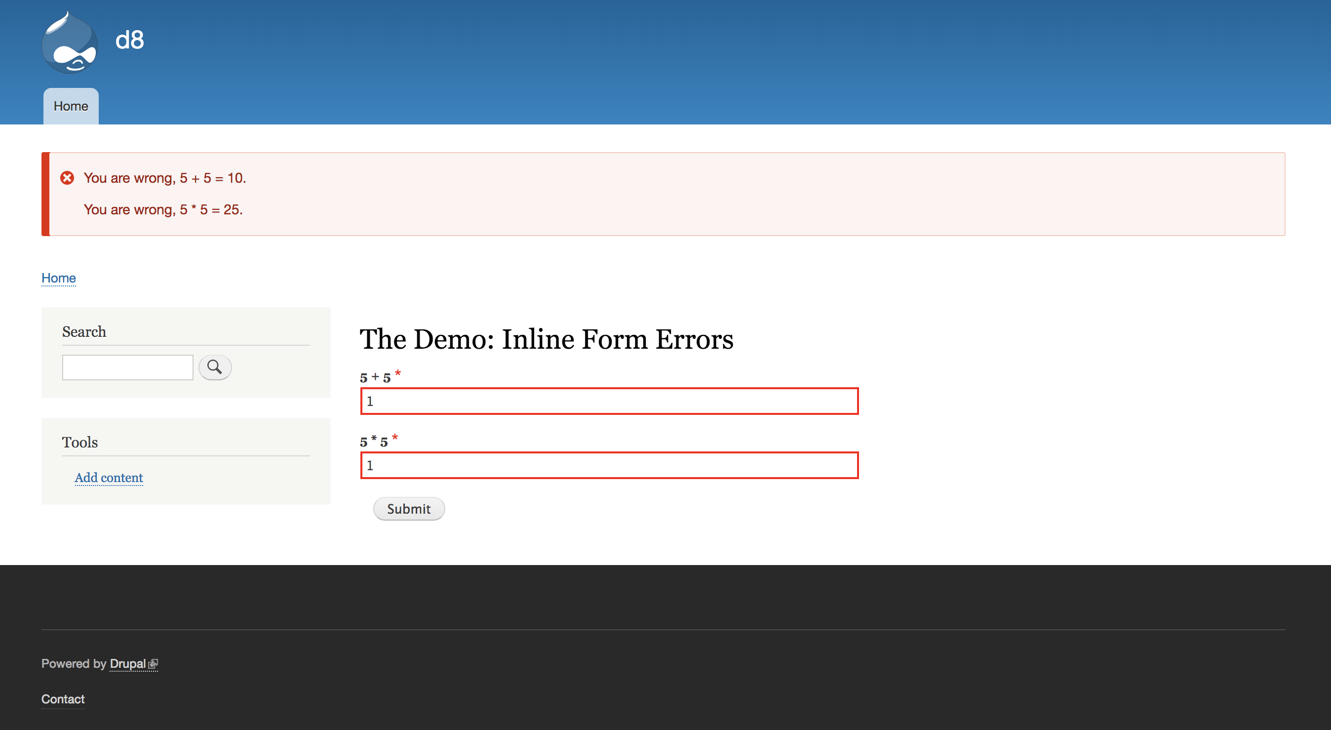 Drupal 8 default form errors