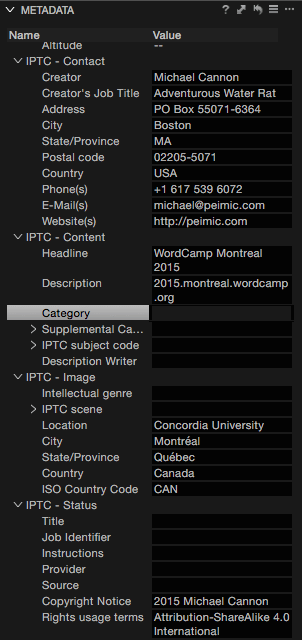 Image metadata examples