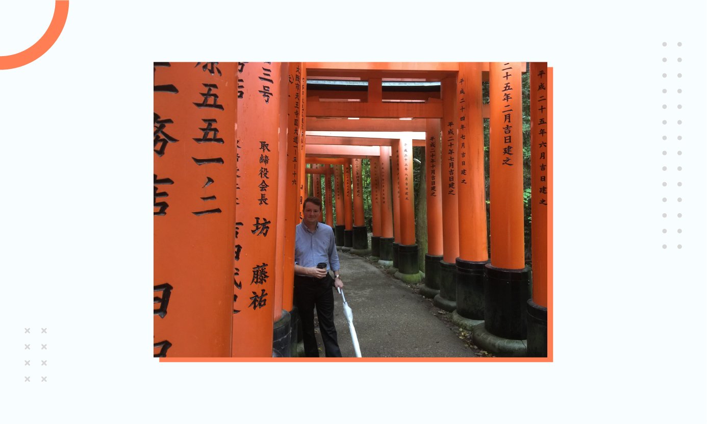 Nathan Roach in a Japanese temple