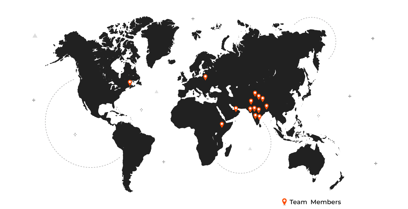 Locations of Axelerant's team members Locations of Axelerant's team members