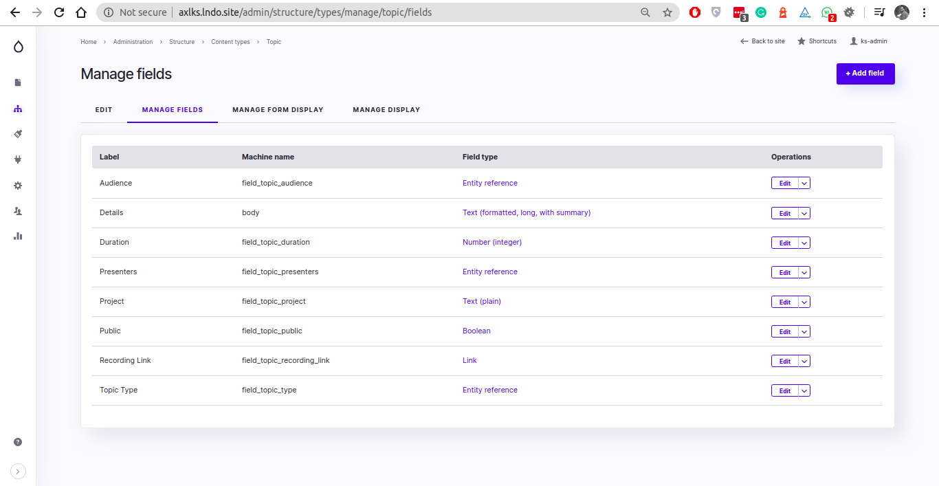 cypress with Drupal manage fields in cypress