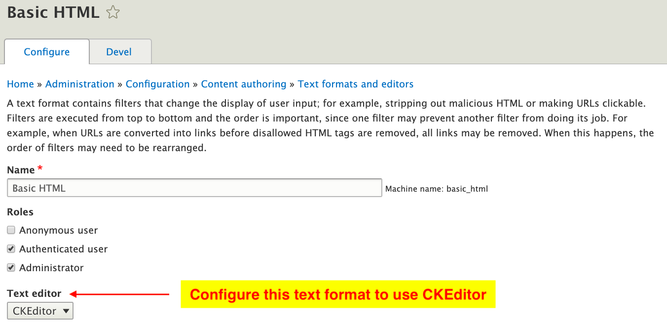 Basic HTML in Drupal backend