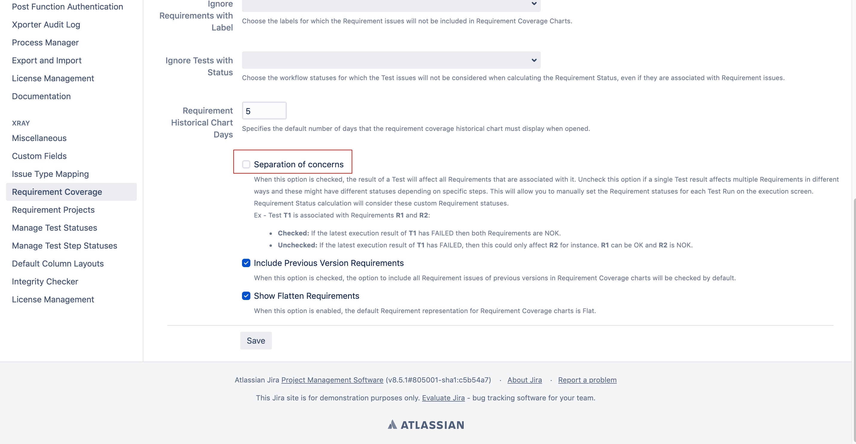 screenshot of Xray test management tool