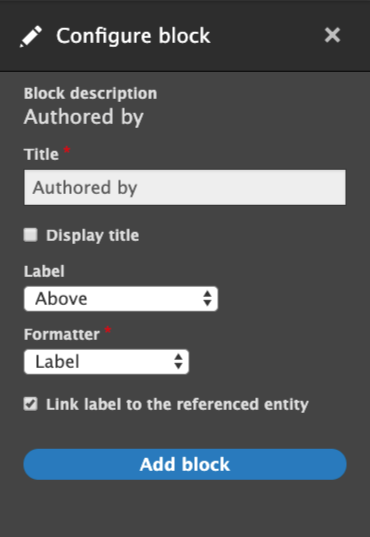 screenshot of configure blockl in layout builder 