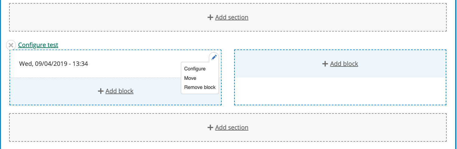 screenshot of layout builder in Drupal