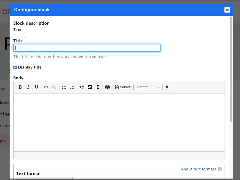 configure block in Layout builder 