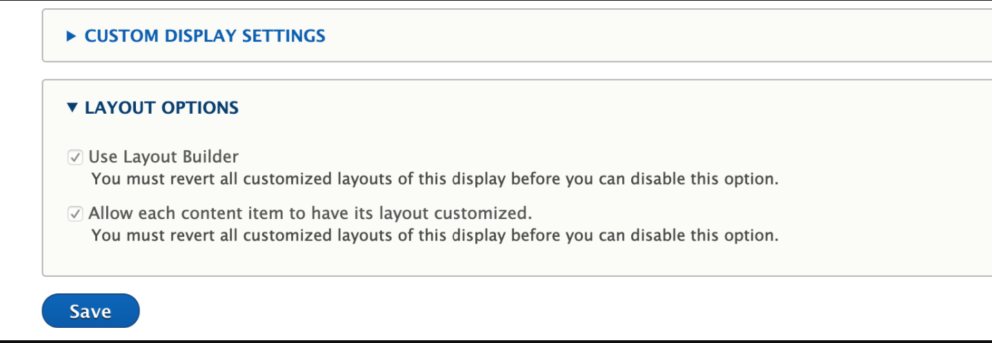 custom display settings in layout builder