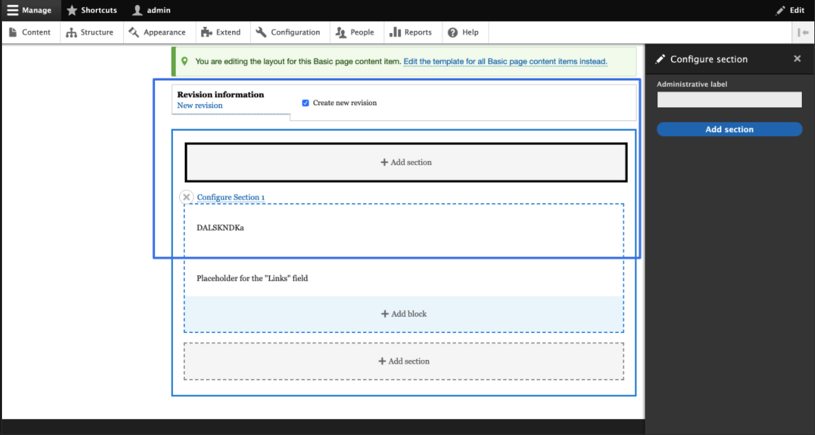 basic page in layout builder