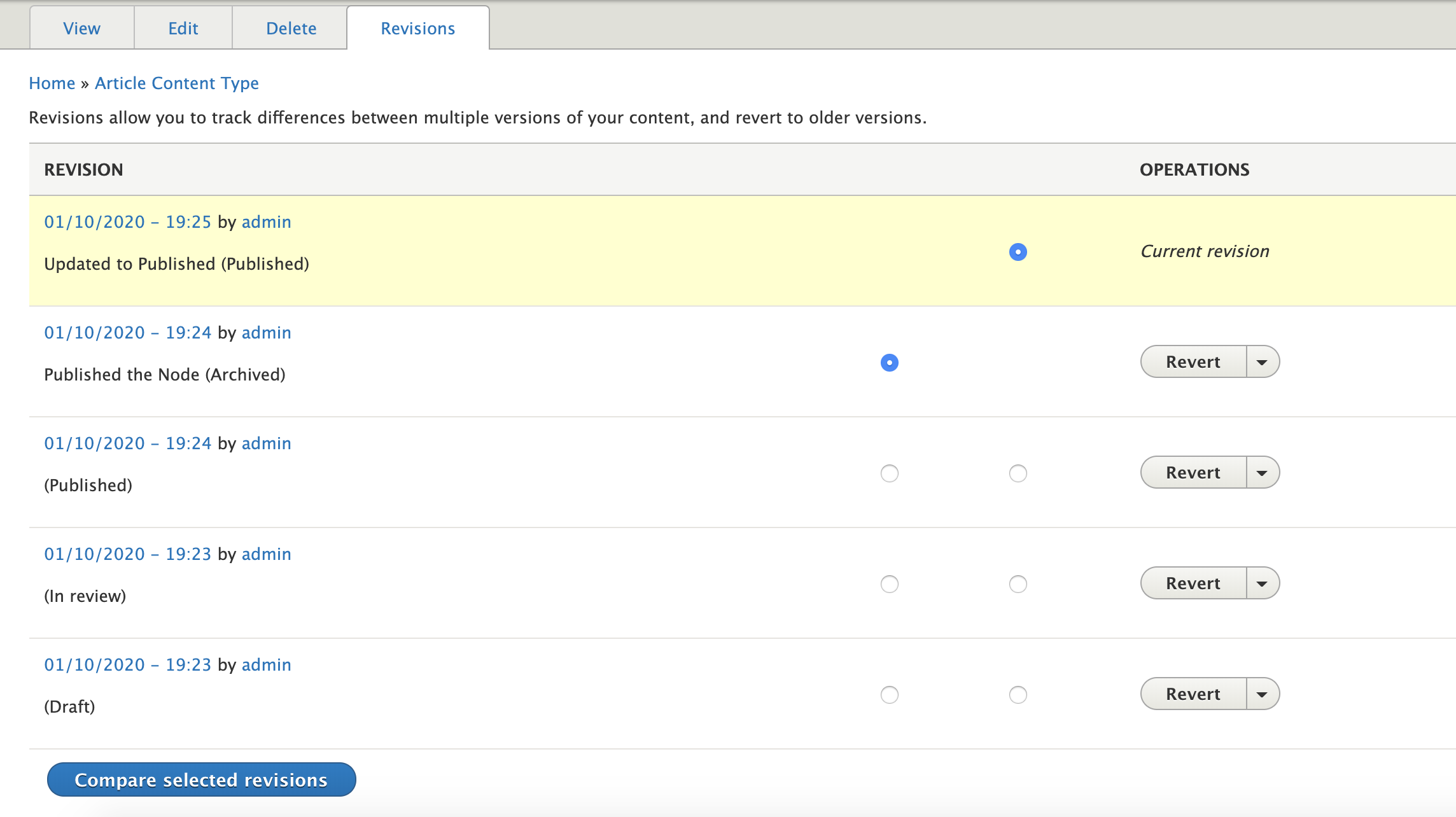 Testing Revisions in Drupal - 4