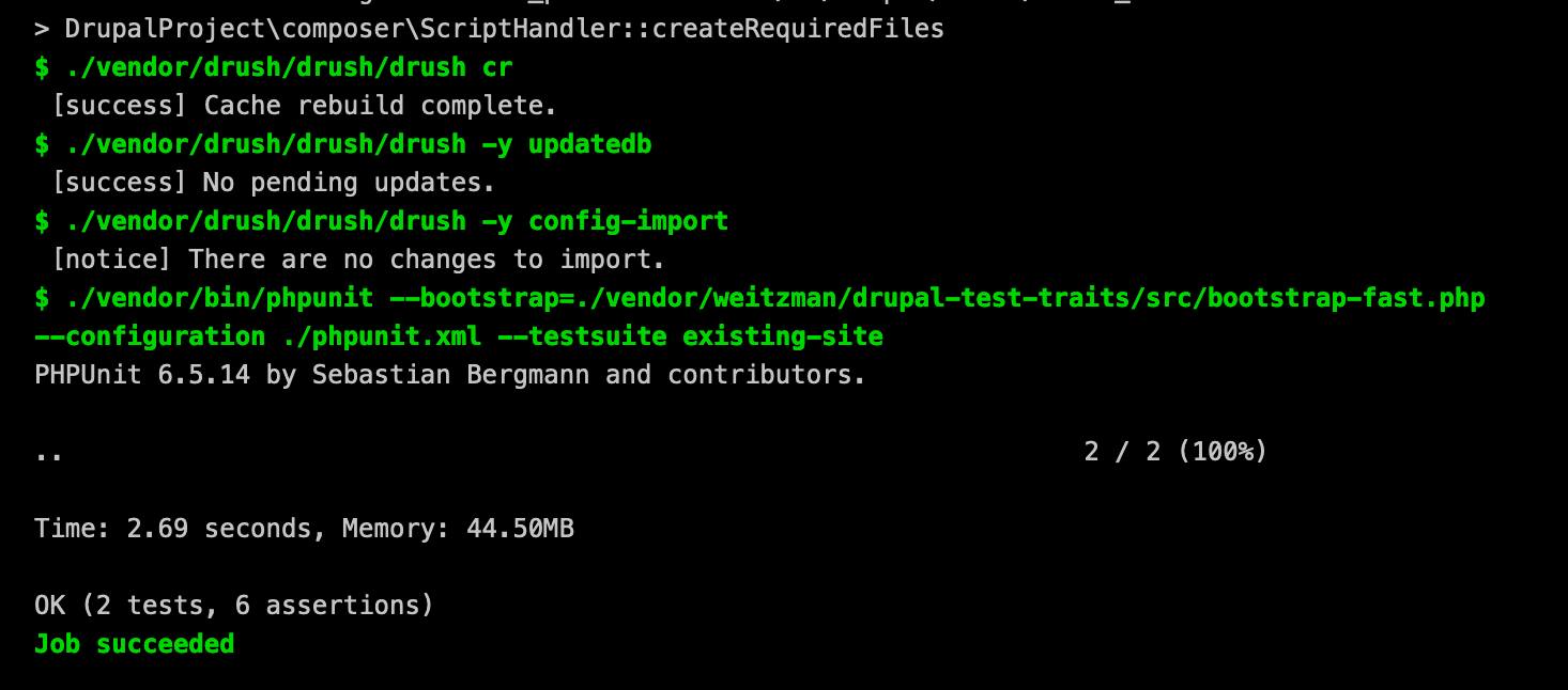 DTT CI PHPUnit Output