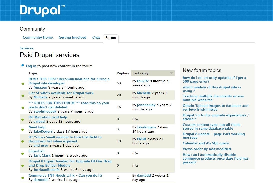 Paid Drupal services screenshot